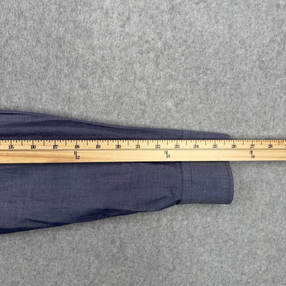 Teddy Stratford Shirt Mens 43 44 Blue Zip Front Button Down Long Sleeve Cotton - Picture 10 of 12